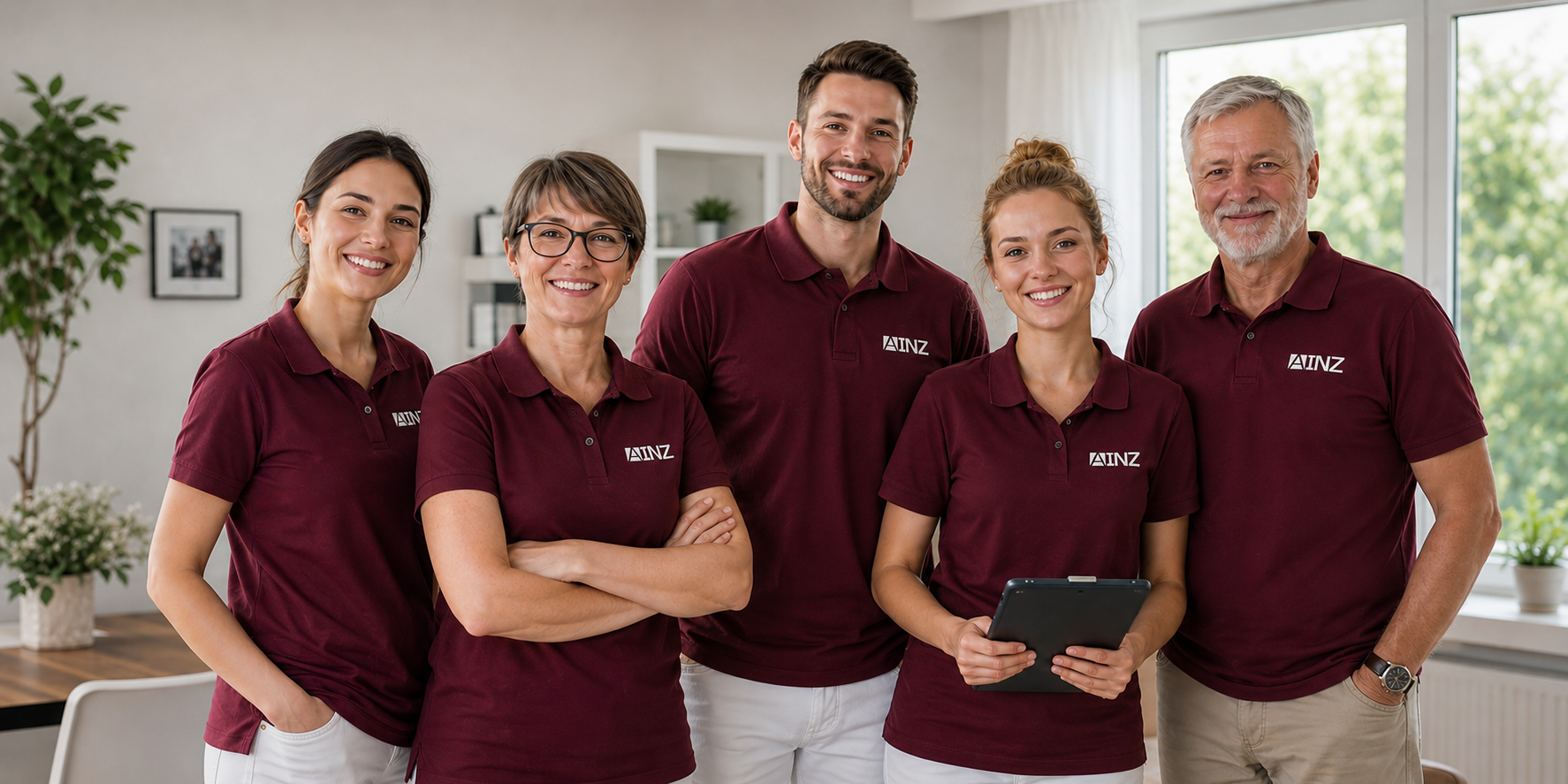 Freundliches Pflegeteam in heller und moderner Umgebung.